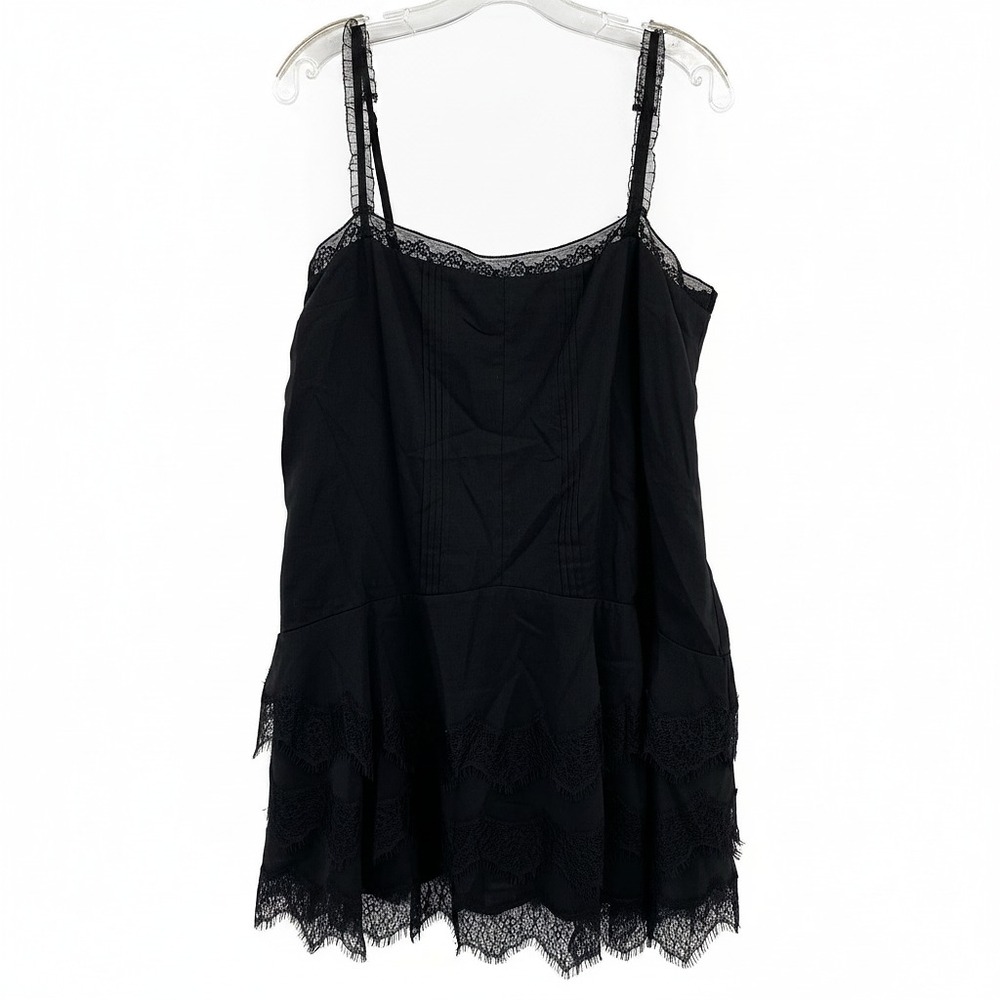 Reformation Black Cleodora Lace Trim Mini Dress | Women’s Size 8